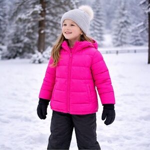 GAP Kids Girls Hot Pink Puffer Jacket Coat Size M (8–9) Primaloft P.U.R.E.